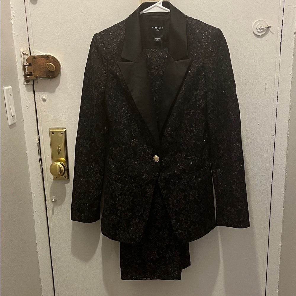 Guess by Marciano Black Suit (blazer and pants) with Subtle Pattern